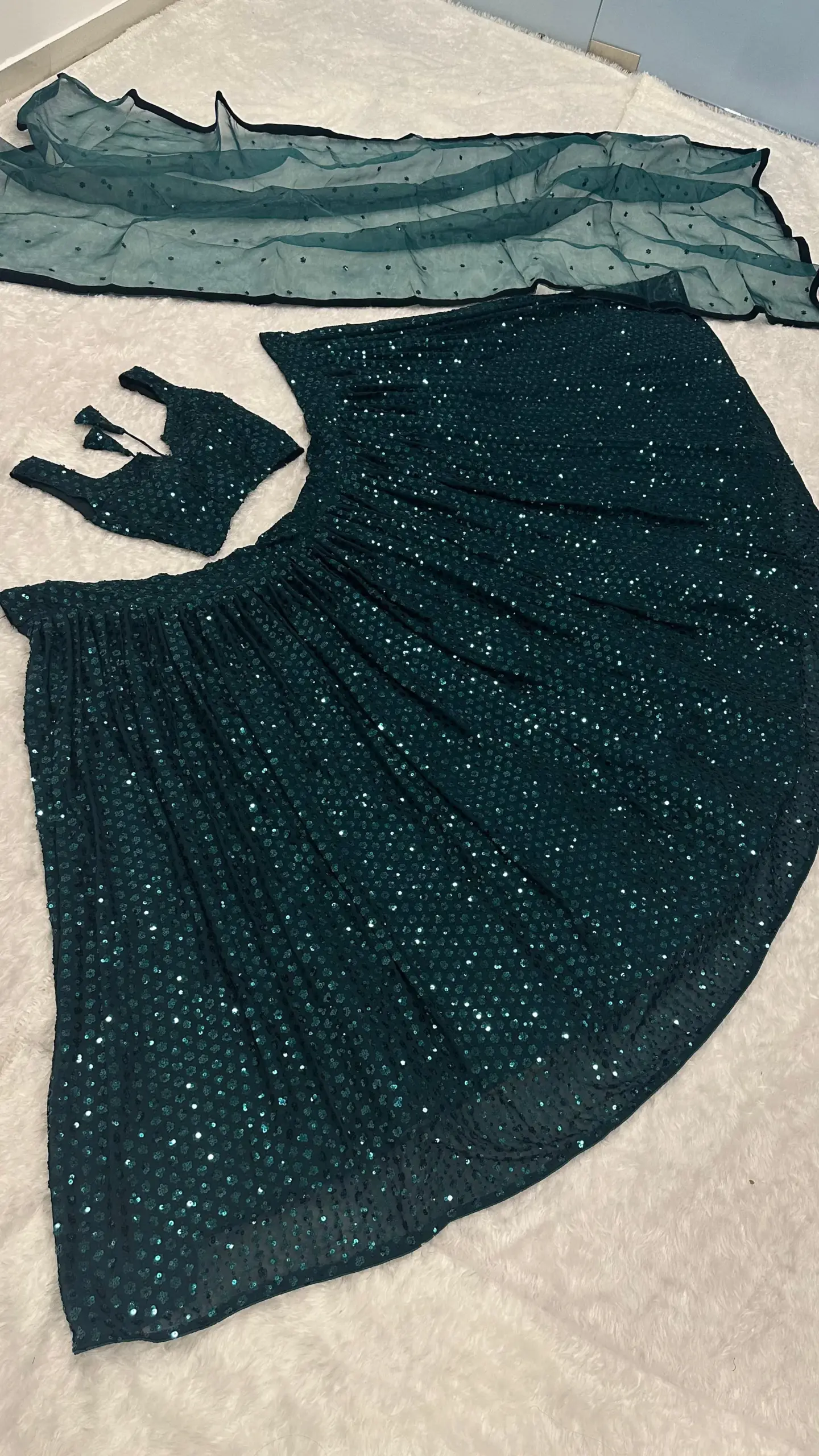 Wedding Special Georgette Green Lehenga