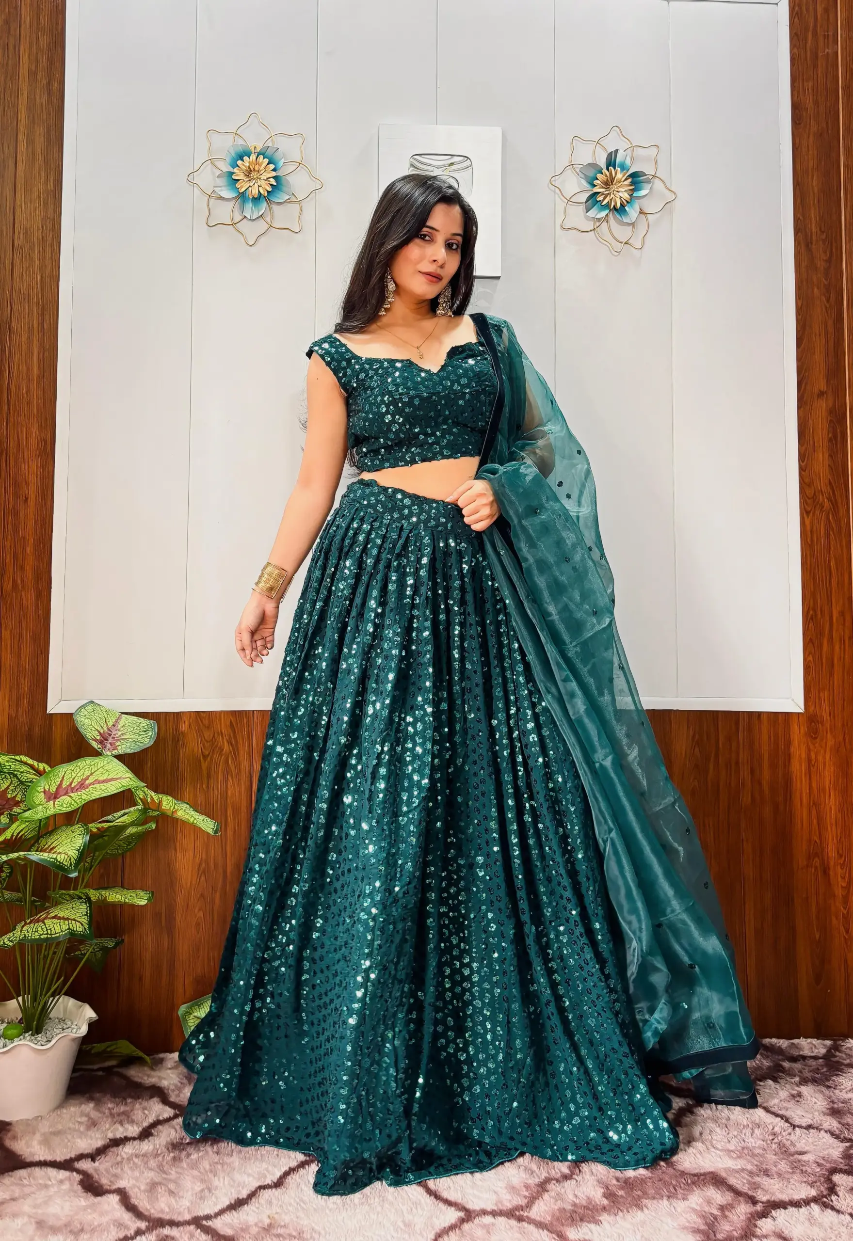 Wedding Special Georgette Green Lehenga