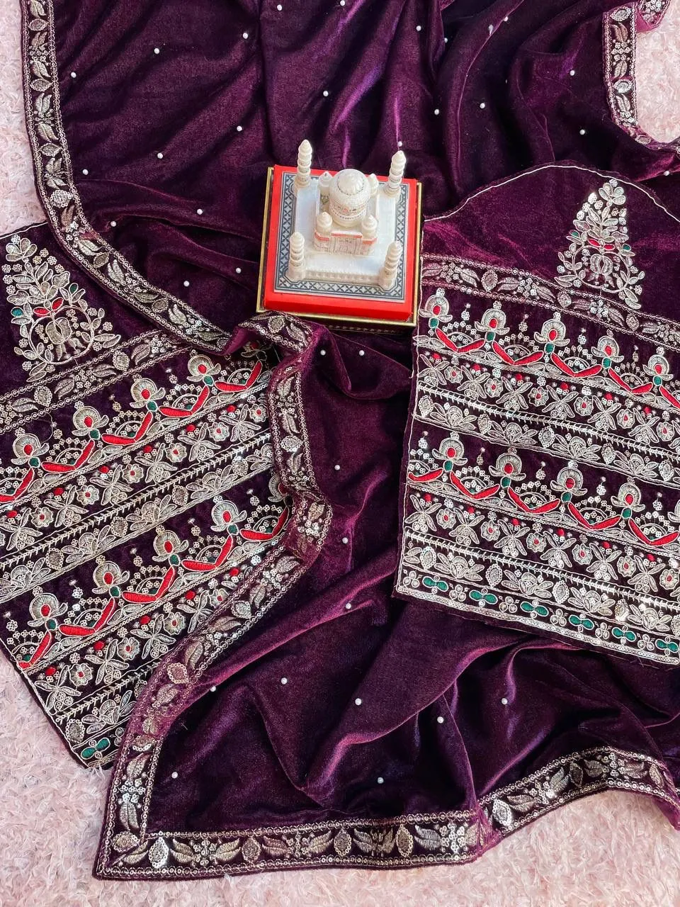 Winter Special Velvet Embroidery Sarees