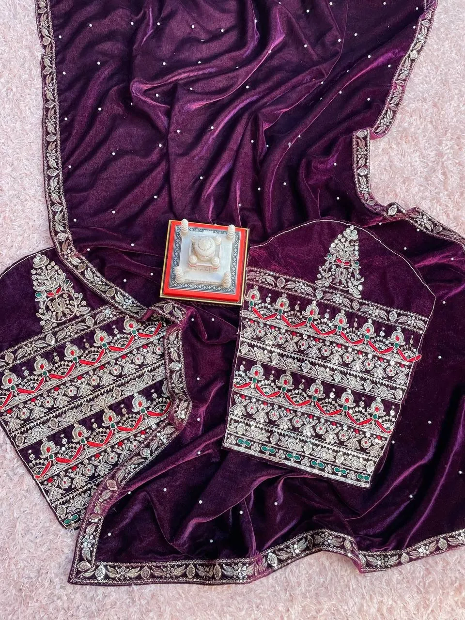 Winter Special Velvet Embroidery Sarees