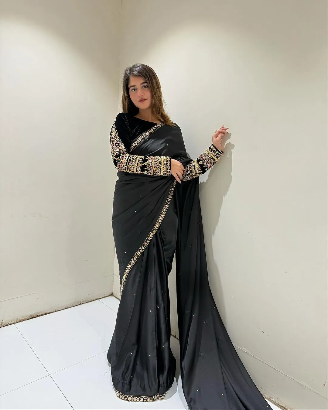 Winter Special Velvet Embroidery Sarees