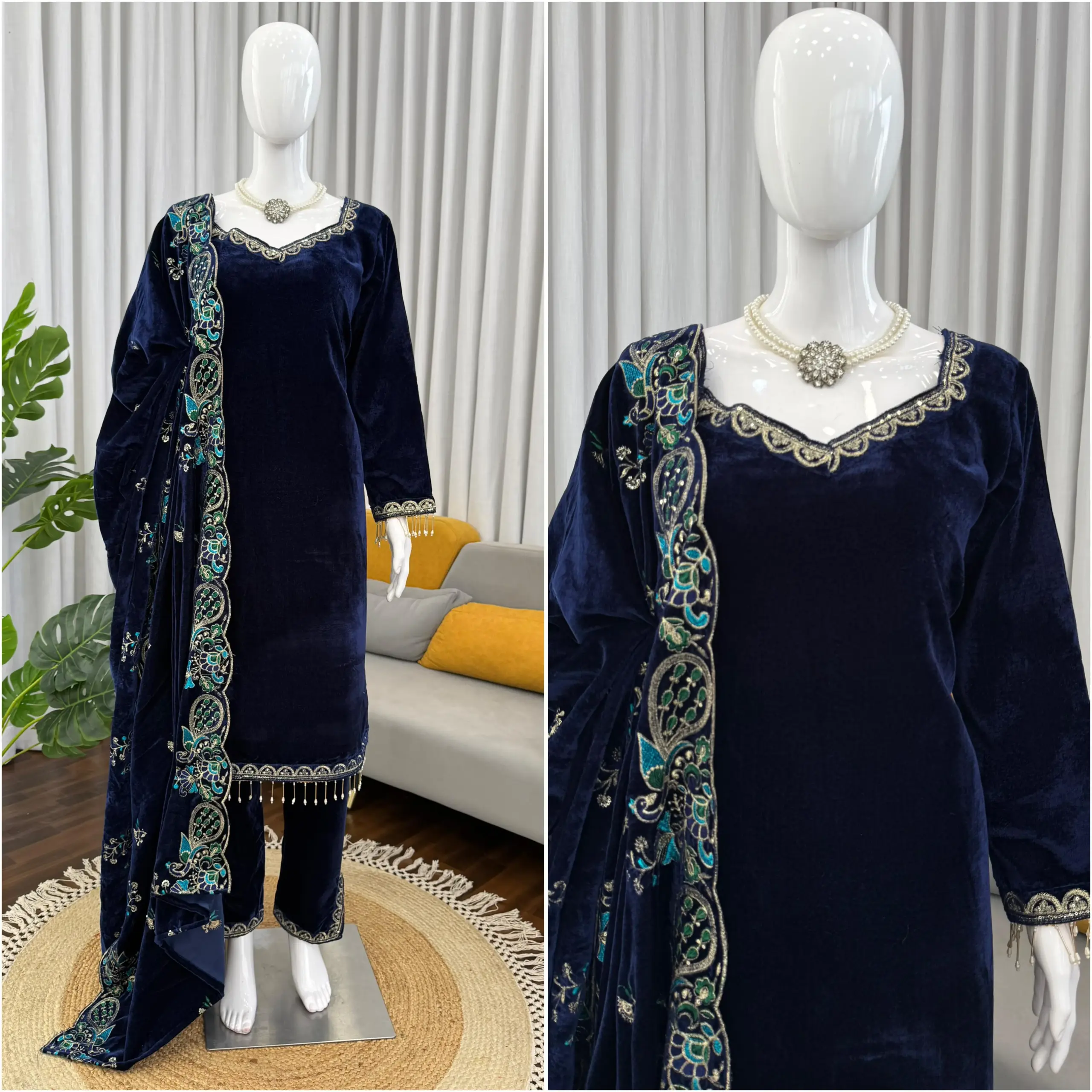 Winter Velvet Suit with Heavy Dupatta