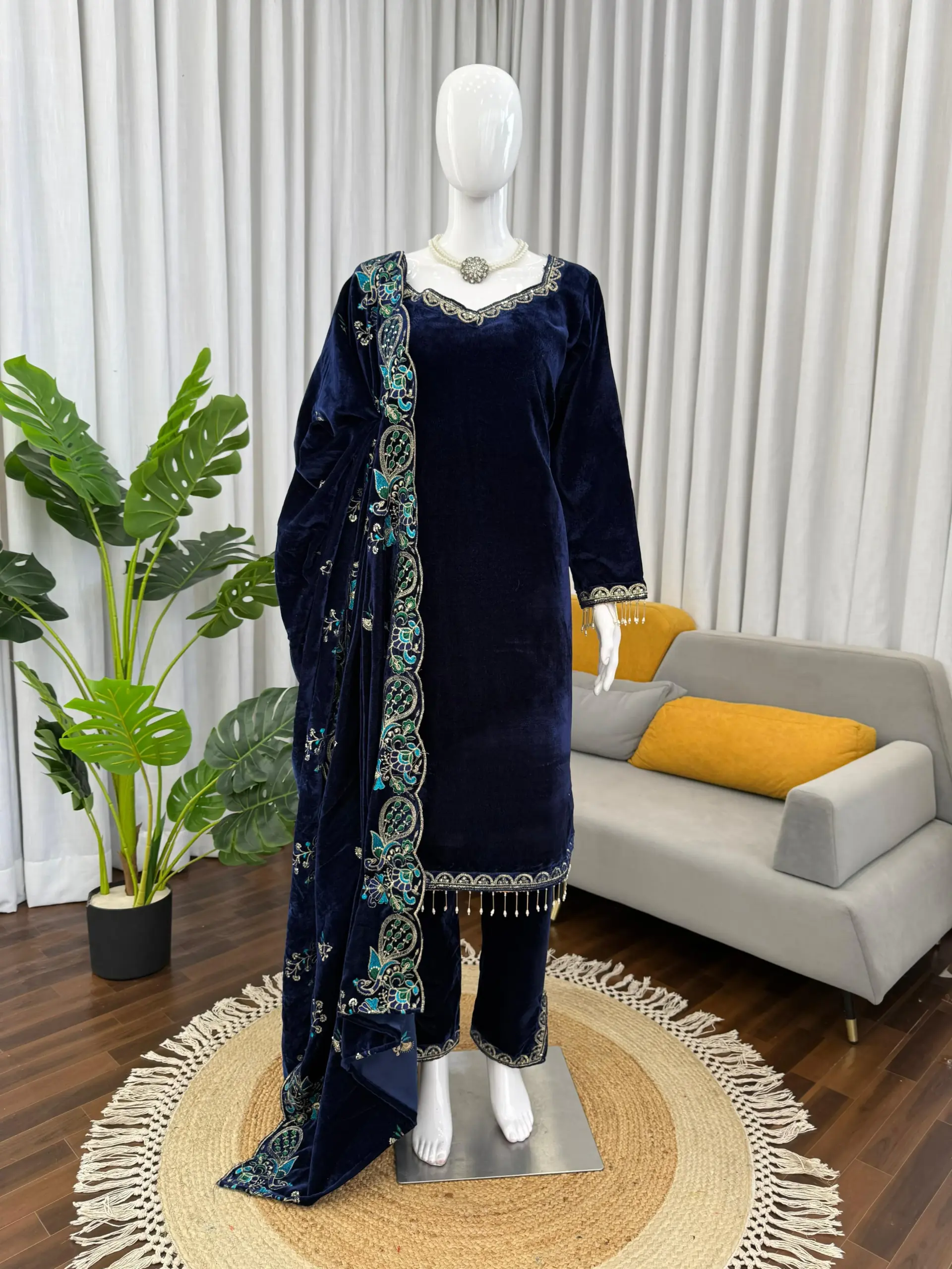 Winter Velvet Suit with Heavy Dupatta