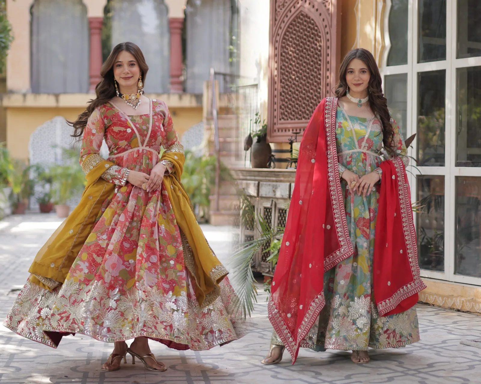 Alia Cut Printed Gown with Dupatta for Girls