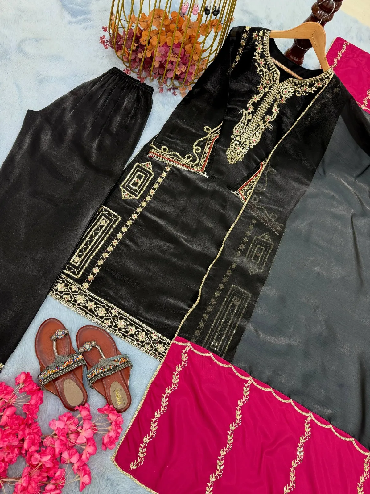 Black Pakistani Plazzo Salwar Suit