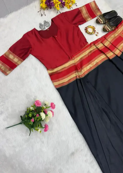 Black Zip and Go Saree Gown Party wear