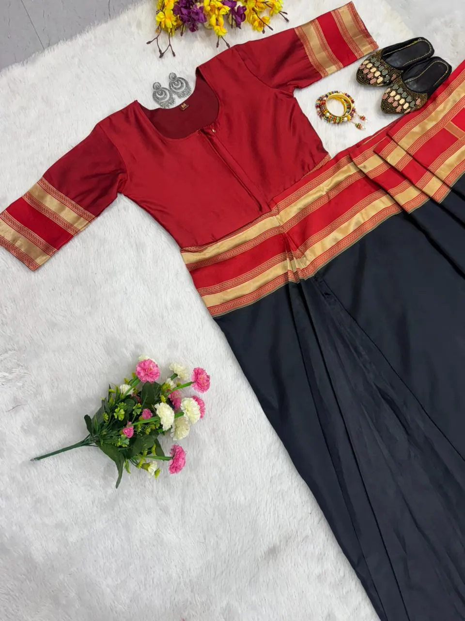 Black Zip and Go Saree Gown Party wear