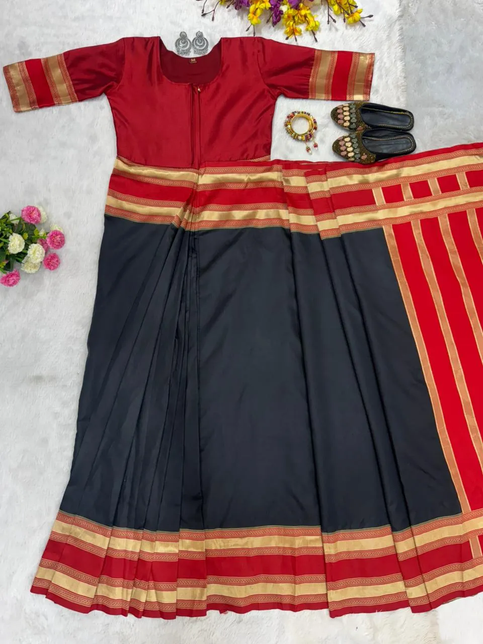 Black Zip and Go Saree Gown Party wear