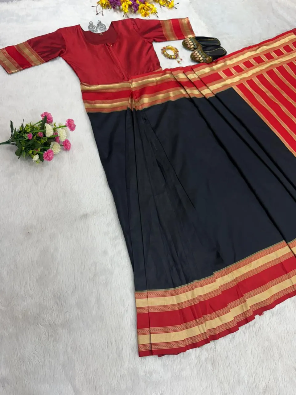 Black Zip and Go Saree Gown Party wear