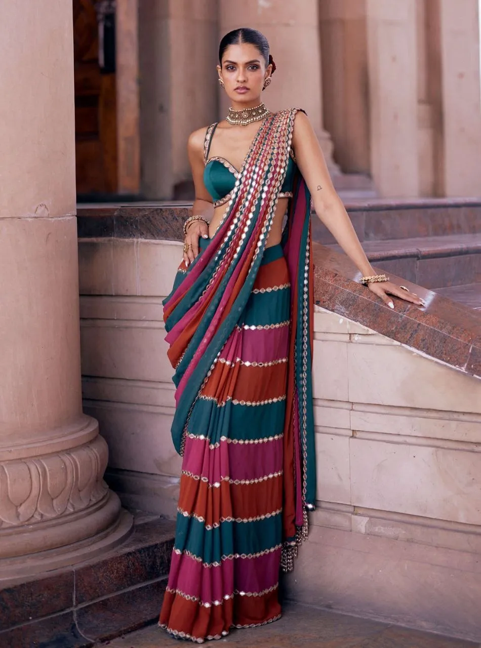 Bollywood Inspired Award show Multi Color Saree