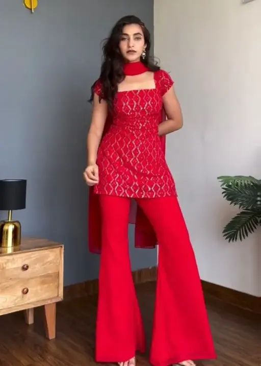 Bollywood Inspired Short Top with Plazzo Set