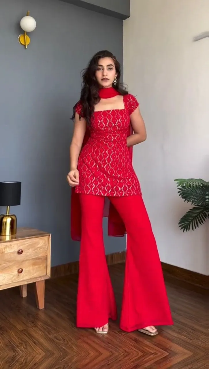 Bollywood Inspired Short Top with Plazzo Set