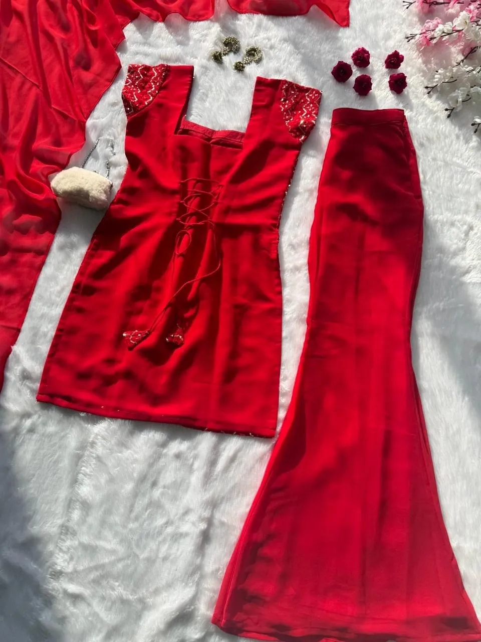 Bollywood Inspired Short Top with Plazzo Set