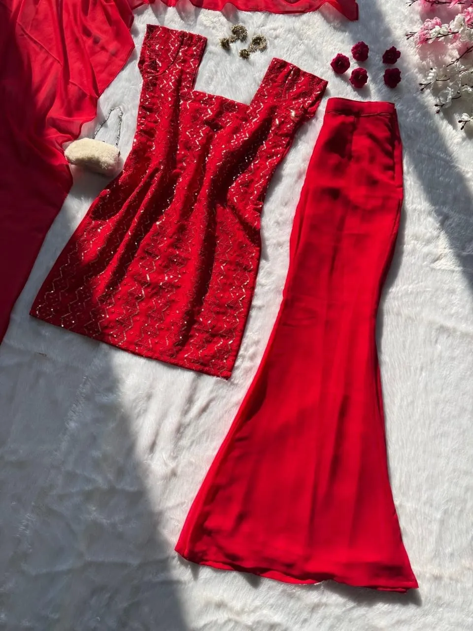 Bollywood Inspired Short Top with Plazzo Set