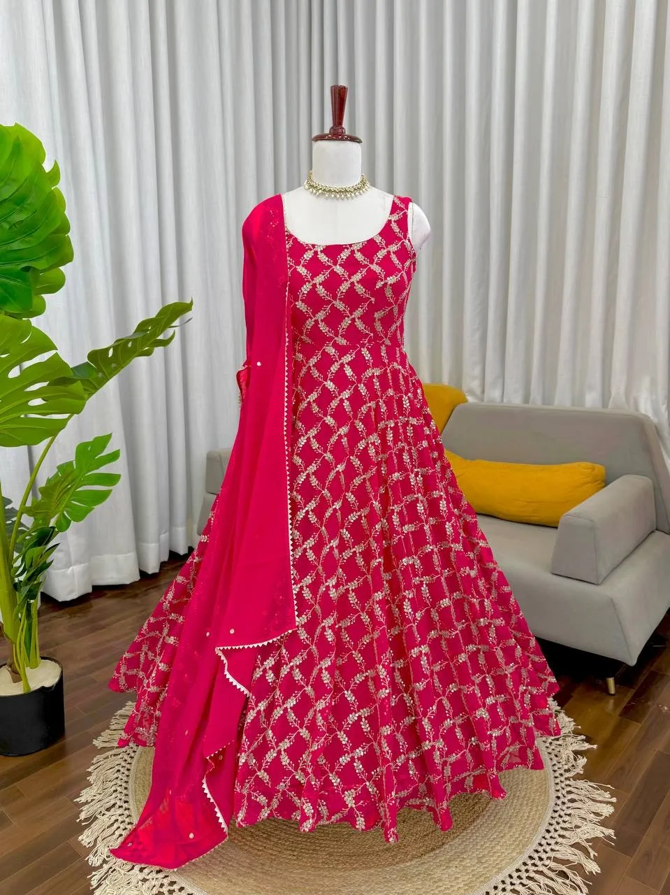 Cherry Red Bollywood Gown Design