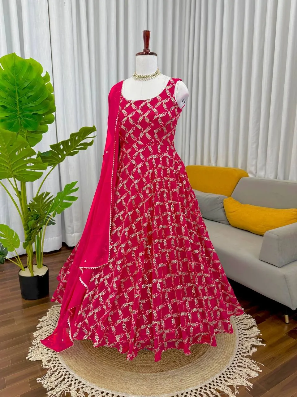 Cherry Red Bollywood Gown Design