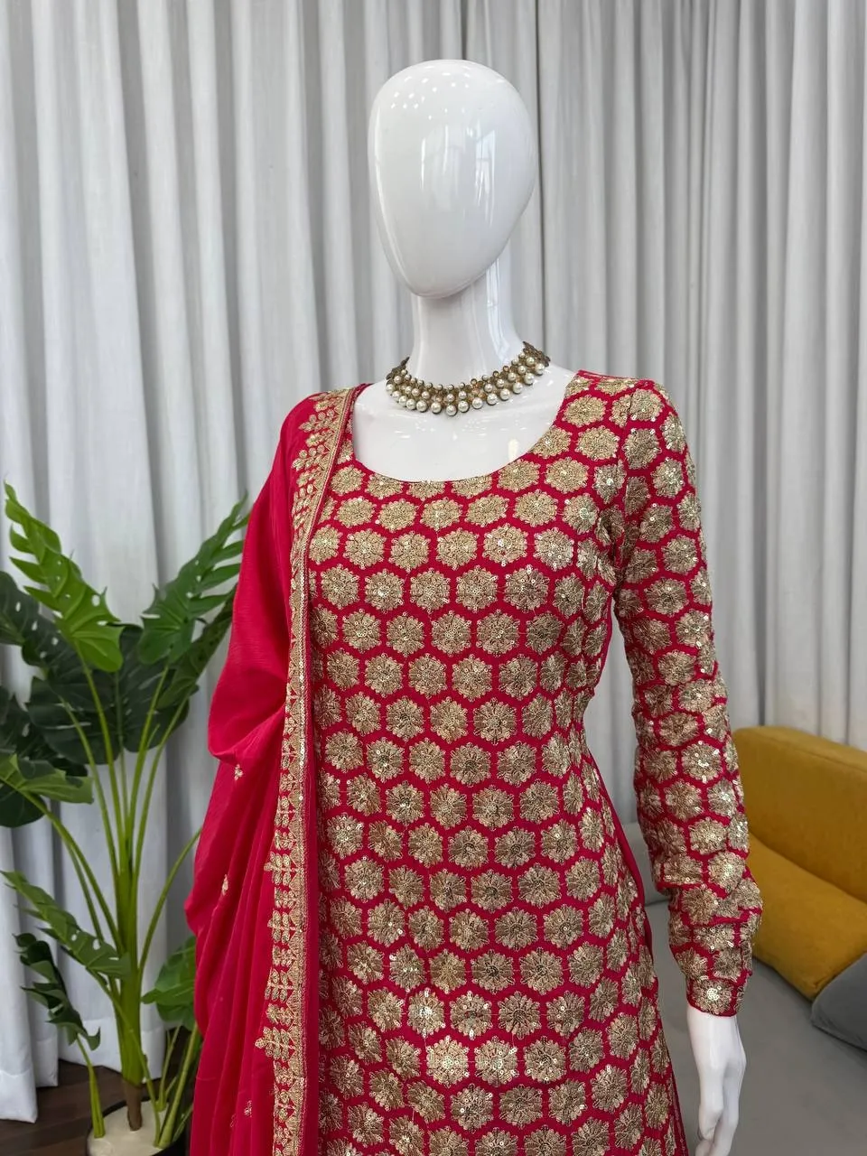 Cherry Red Bollywood Sharara for Eid 2026