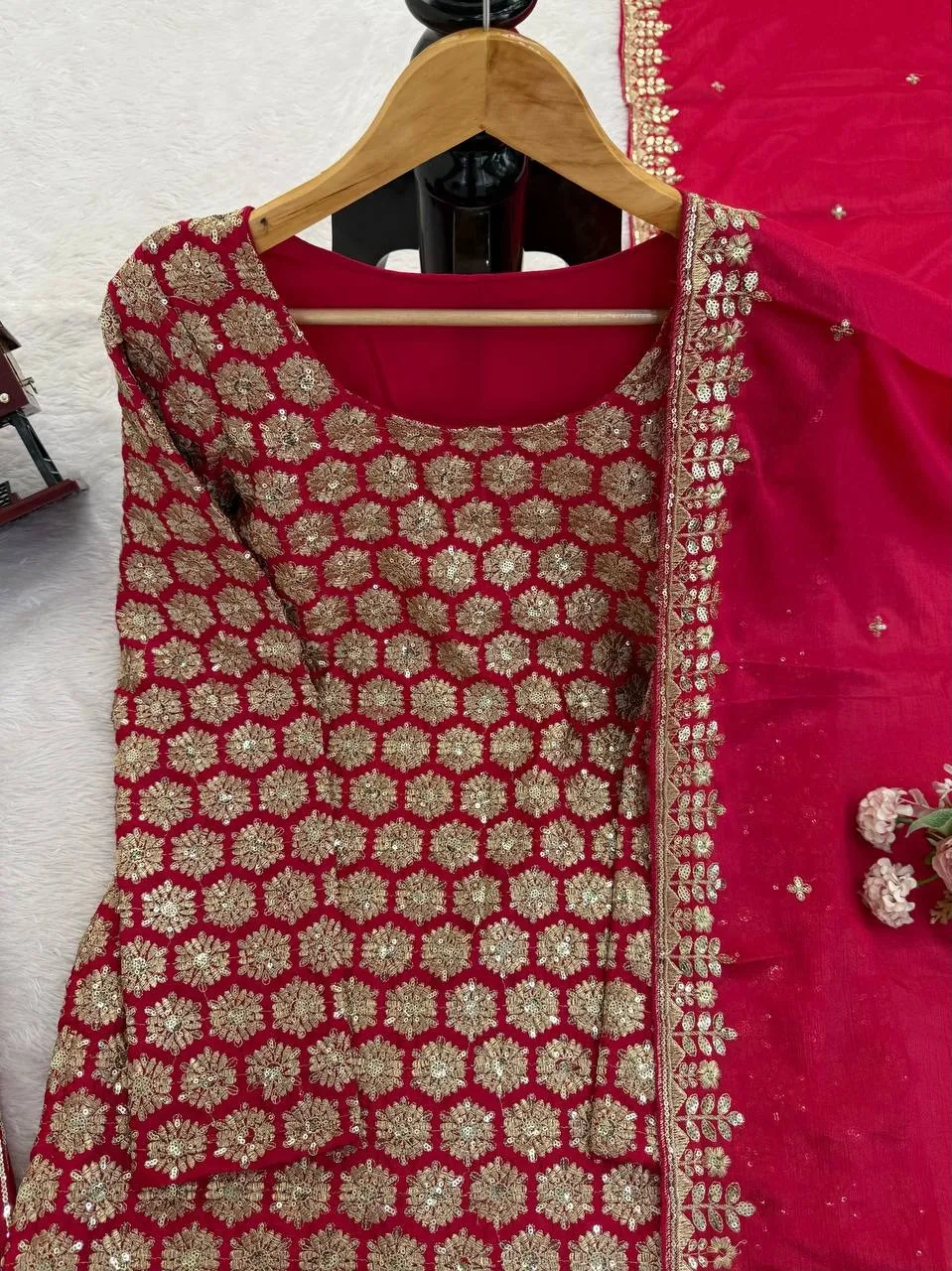 Cherry Red Bollywood Sharara for Eid 2026
