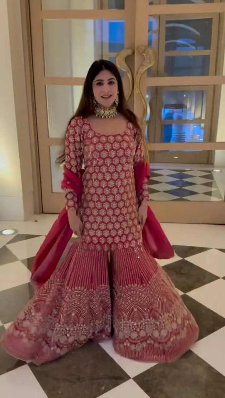 Cherry Red Bollywood Sharara for Eid 2026