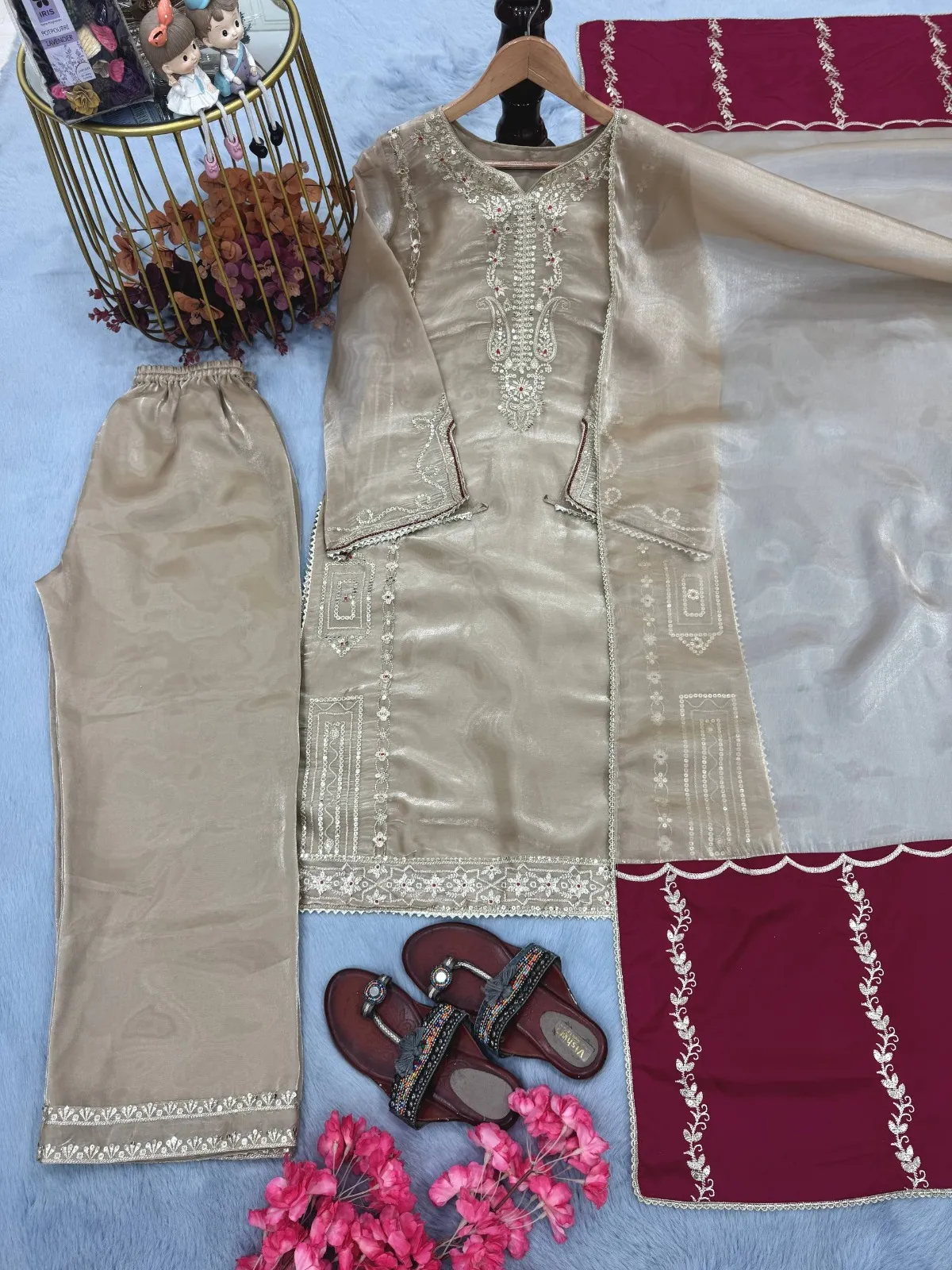 Chiku Straight Readymade Pakistani Suit Set