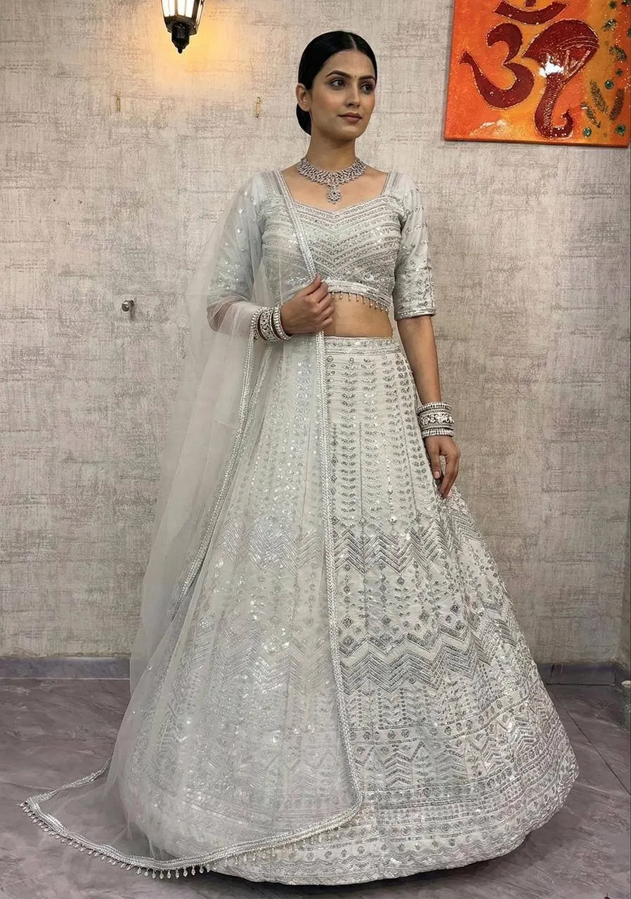 Cream Color Party Wear Lehenga Choli Set