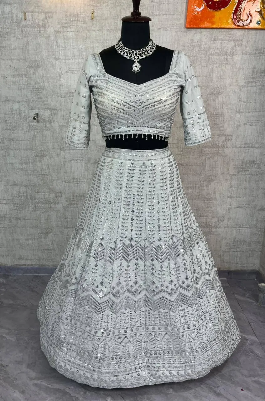 Cream Color Party Wear Lehenga Choli Set