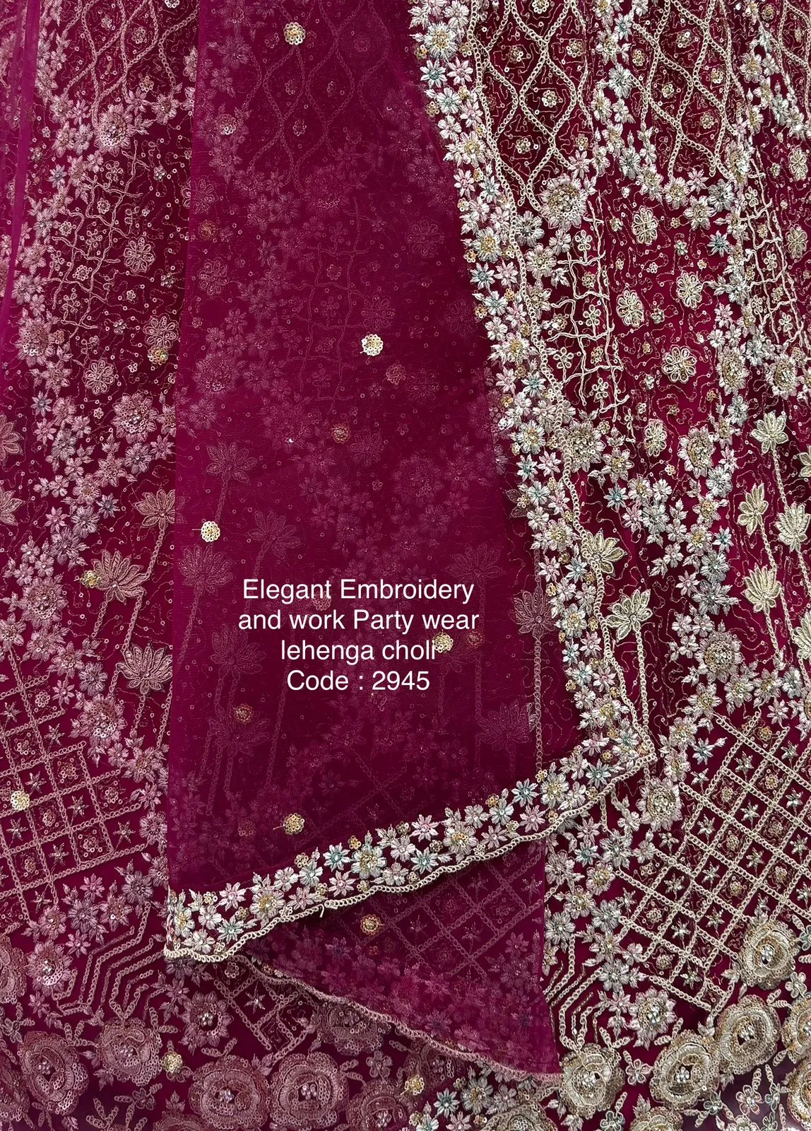 Elegant Premium Party Wear Net Lehenga Choli Rani Color