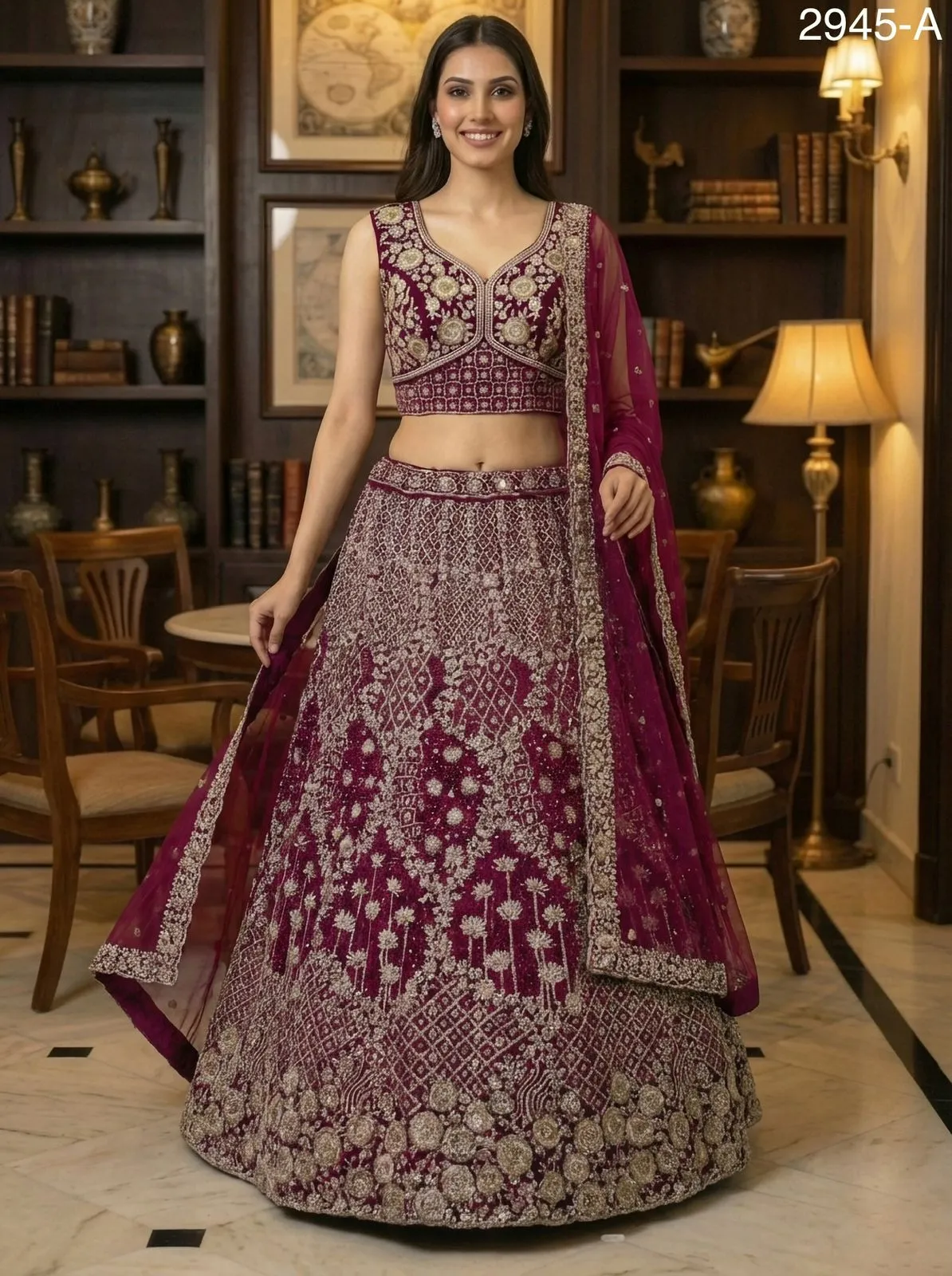 Elegant Premium Party Wear Net Lehenga Choli Rani Color