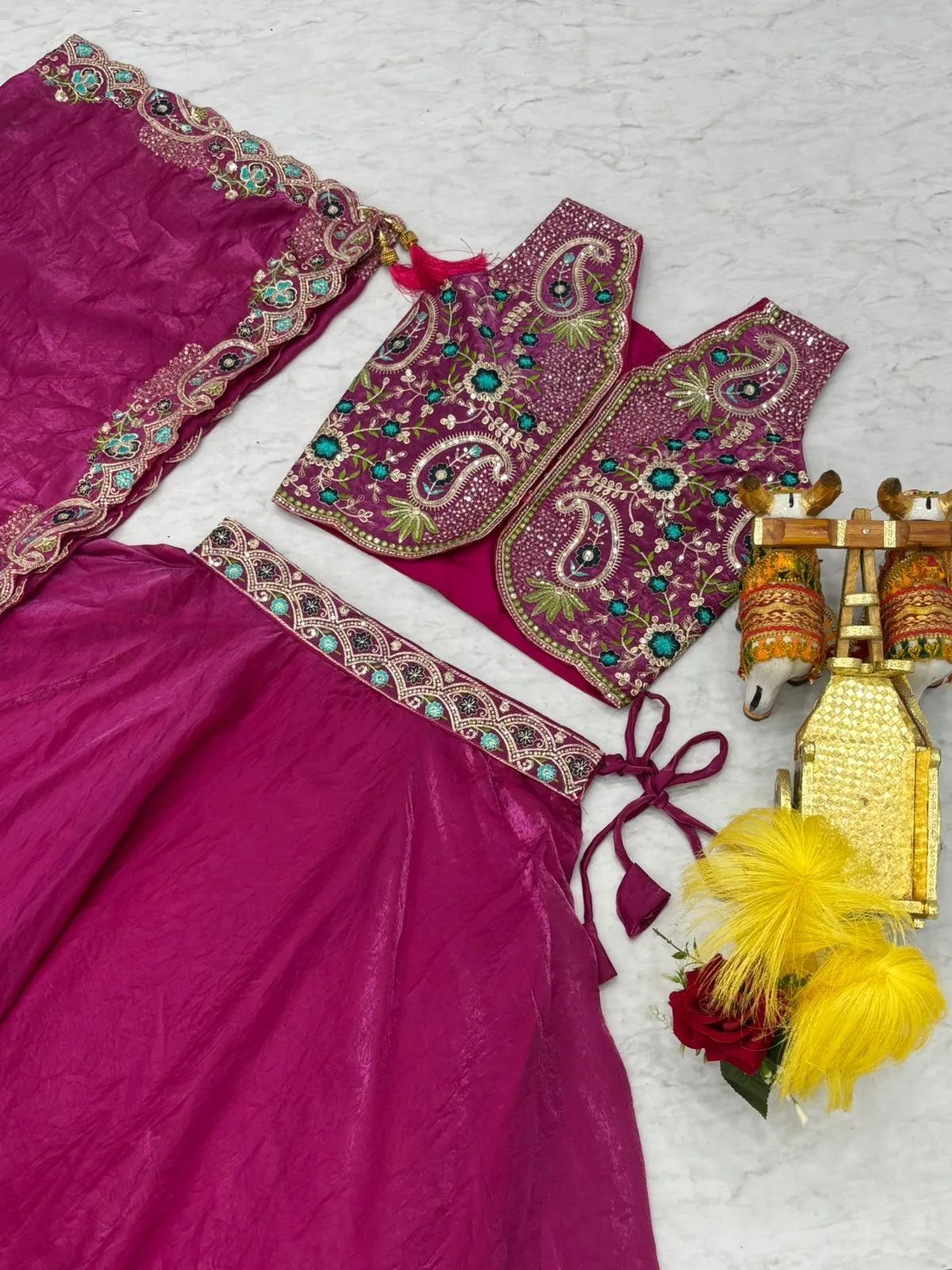 Fancy Purple Readymade Lehenga with Shrug Style Dupatta