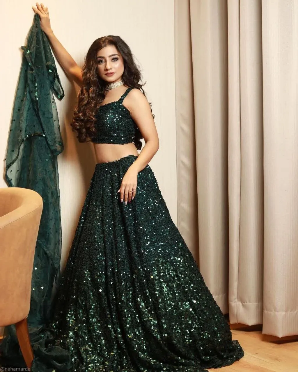 Influencer Inspired Full Shiny Lehenga Choli