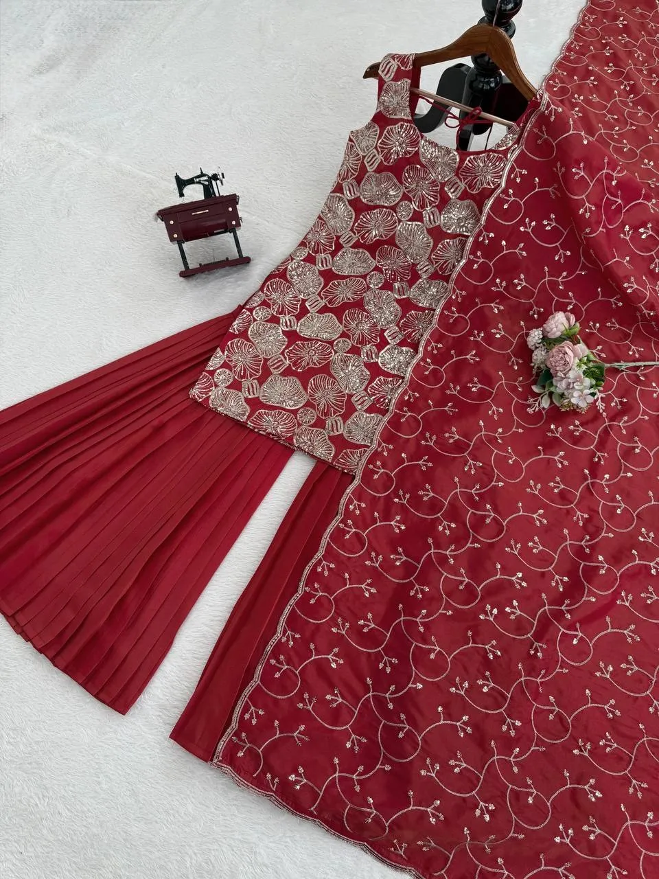 Influencer Style Sleeveless Sharara Suit
