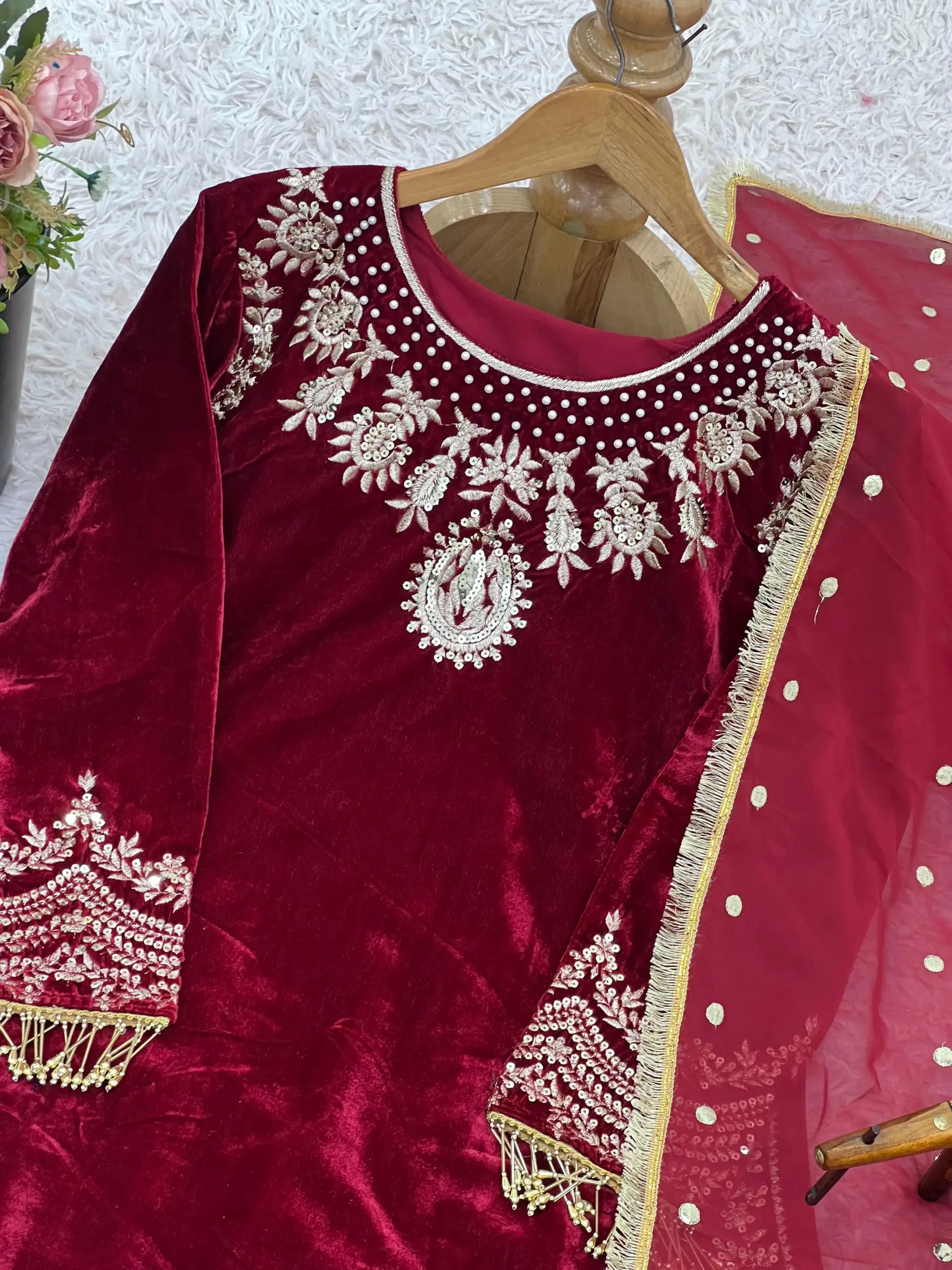 Long Pakistani Velvet Dress