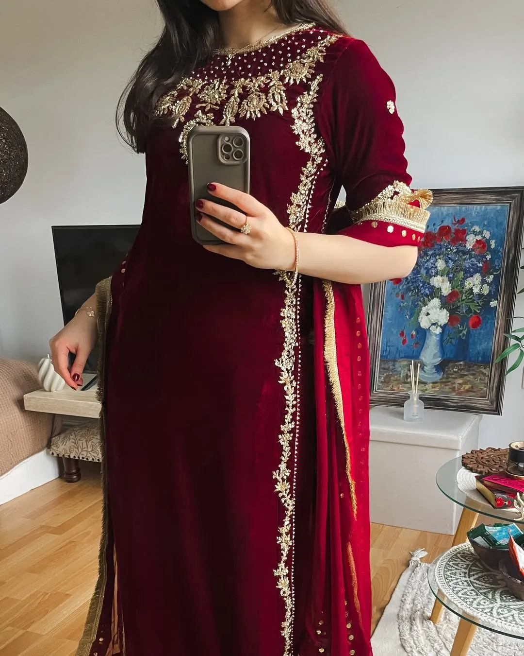 Long Pakistani Velvet Dress