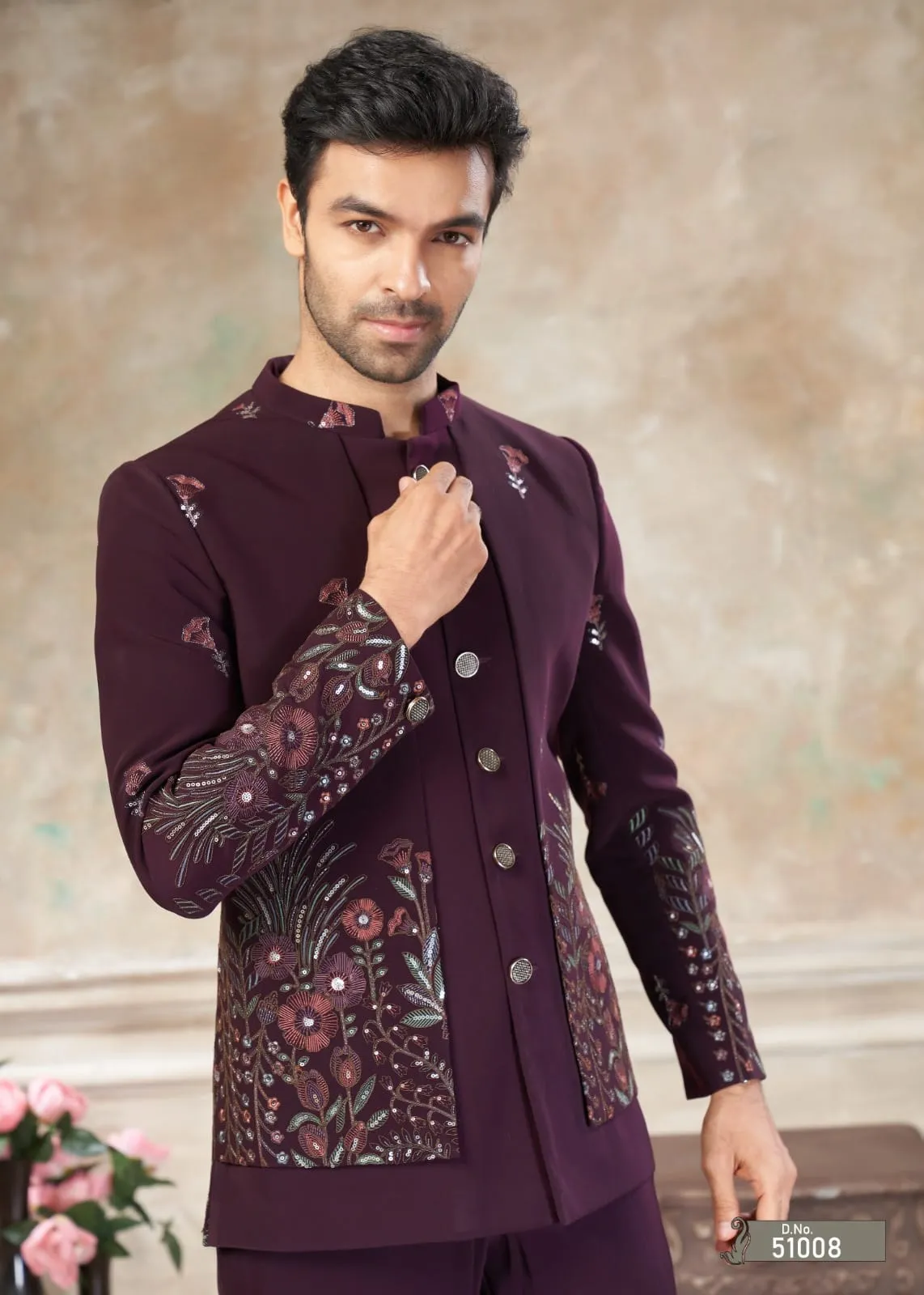 Maroon Jodhpuri Suit for Men