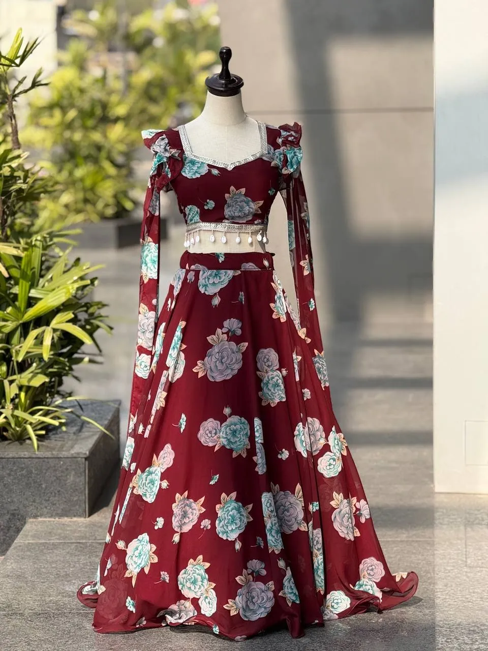 Maroon Kalamkari Readymade Lehenga with Stylish Blouse