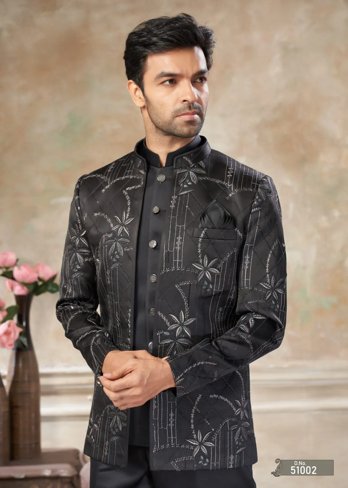 Men Black Jodhpuri Set