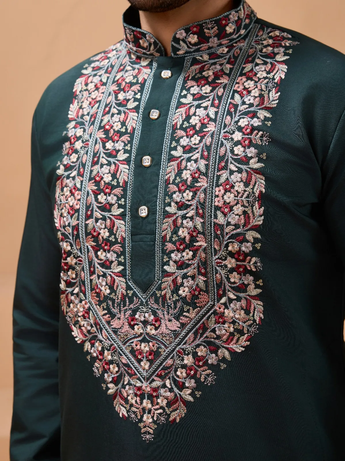 Mens Embroidery Kurta with Shawl Dupatta