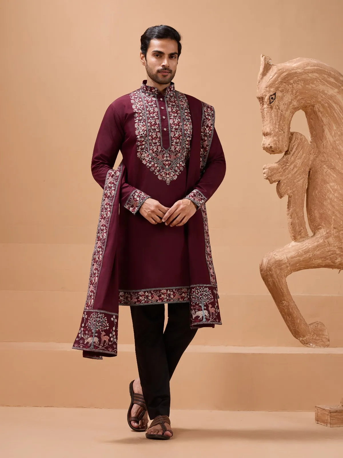 Mens Kurta with Dupatta for Reception Ceremony