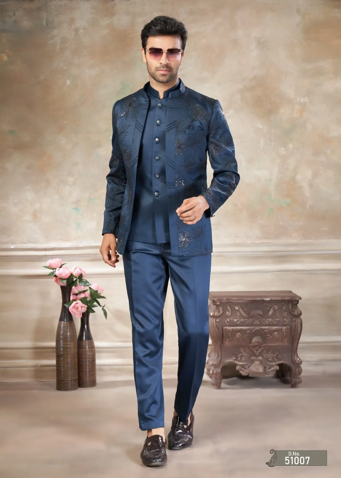 Navy Blue Men Jodhpuri Dress