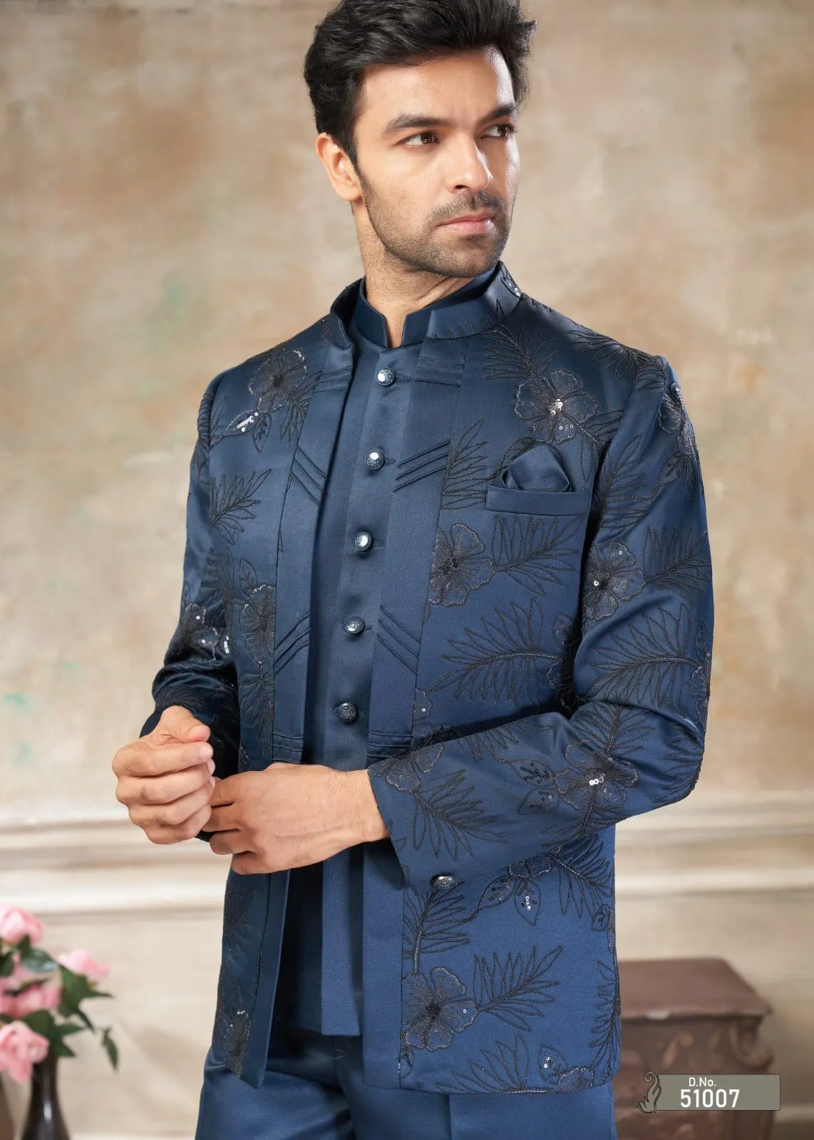 Navy Blue Men Jodhpuri Dress