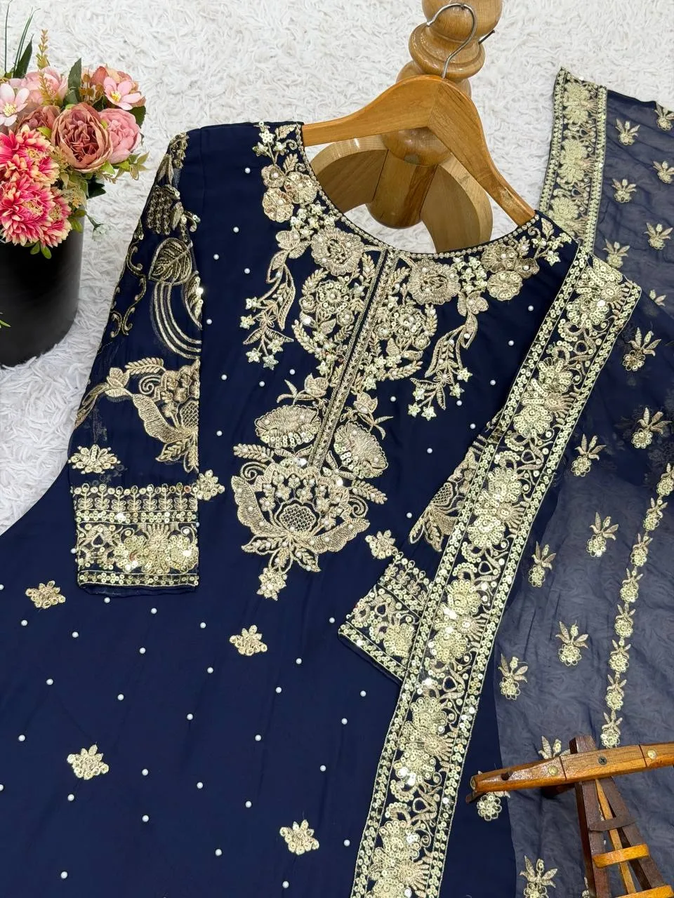 Navy Blue Pakistani Garara Dress