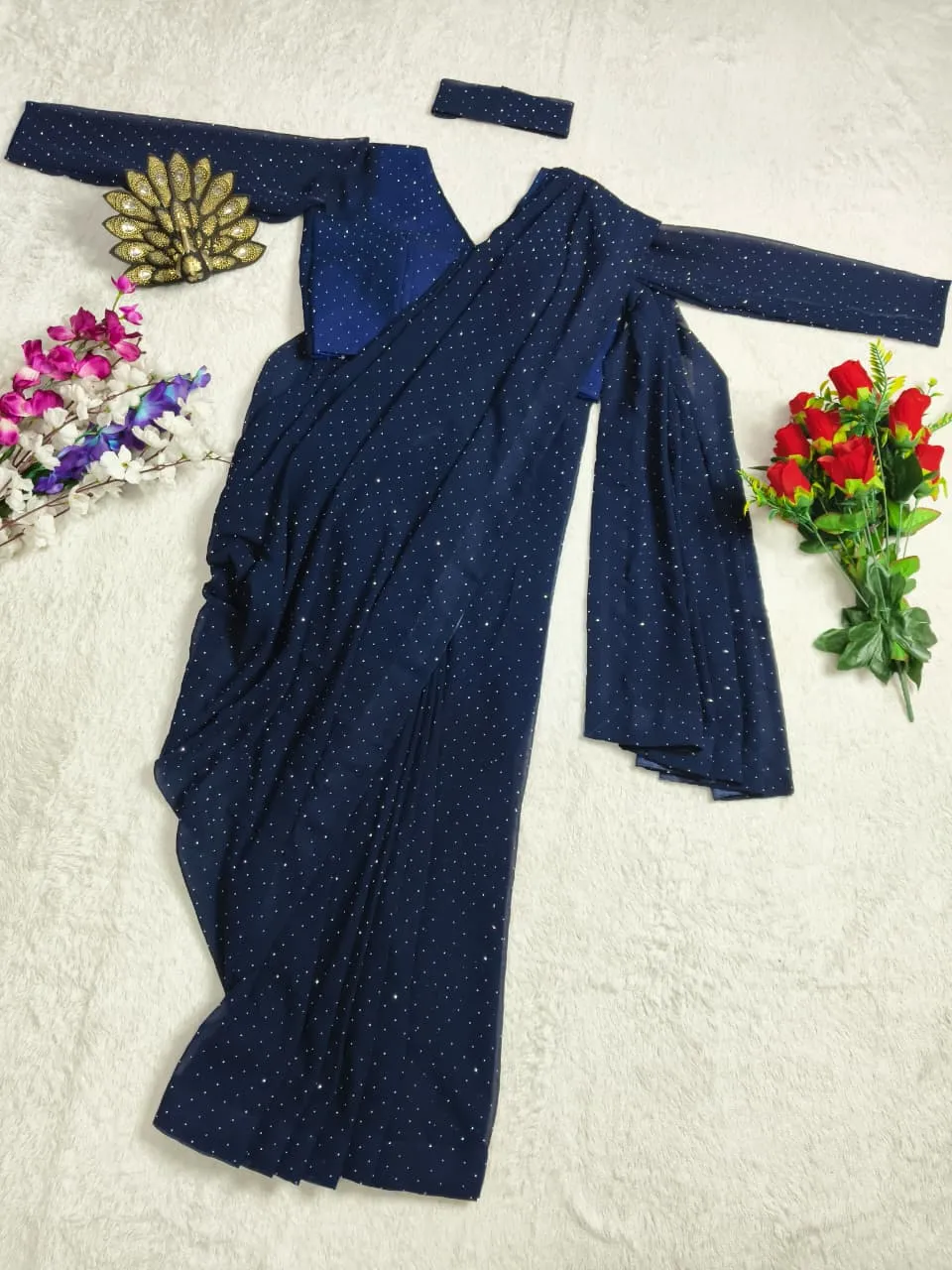 Night Party Wear Readymade Shining Sarees