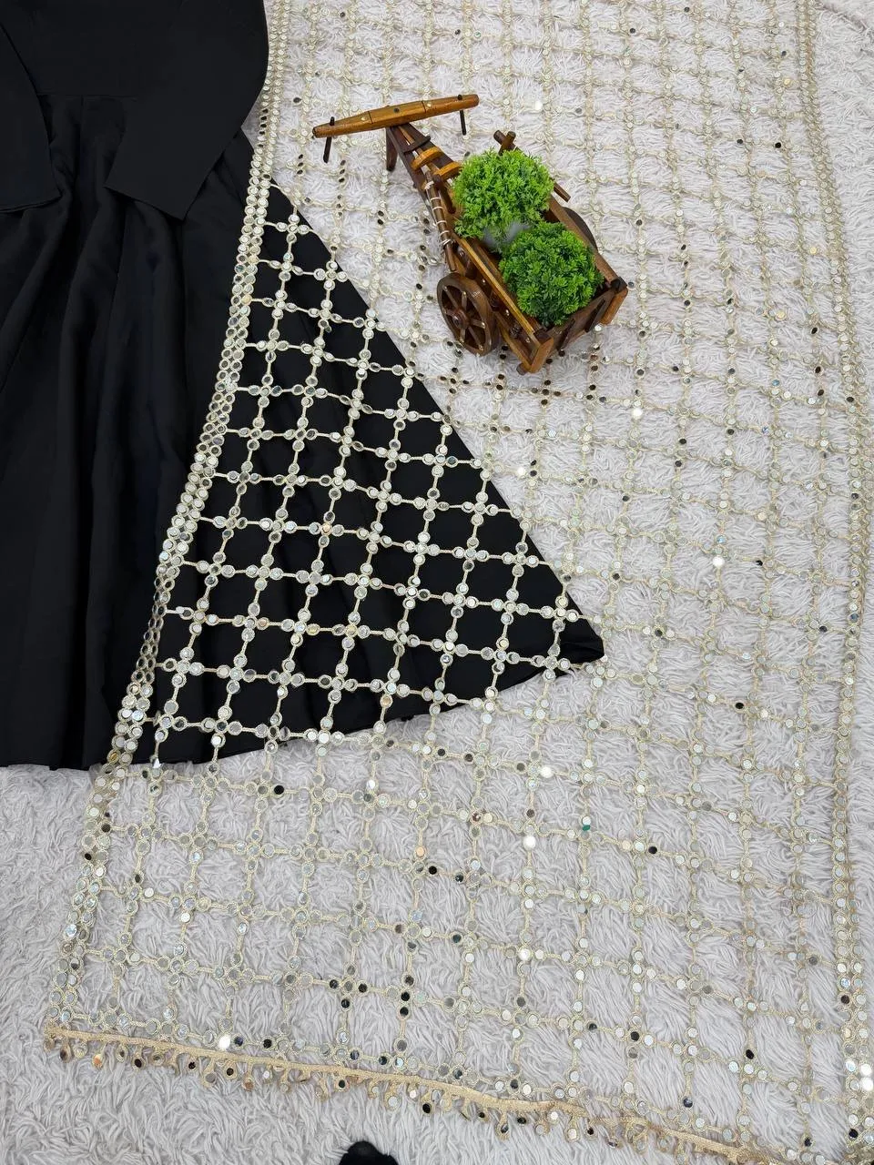 Black Gown with Viral Net Dupatta Heavy