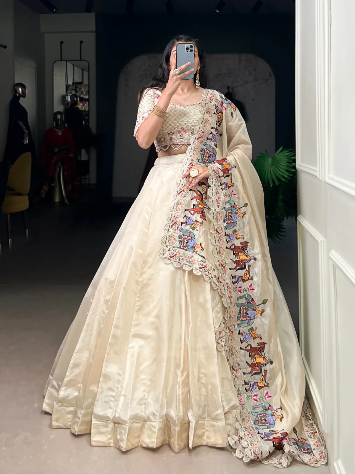 Off White Bridesmaid Lehenga with Heavy Dupatta