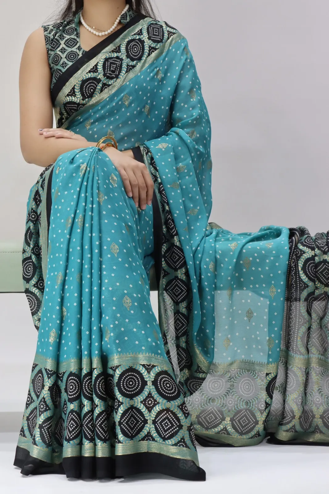 Pastel Color Bandhni Printed Saree Under Budget