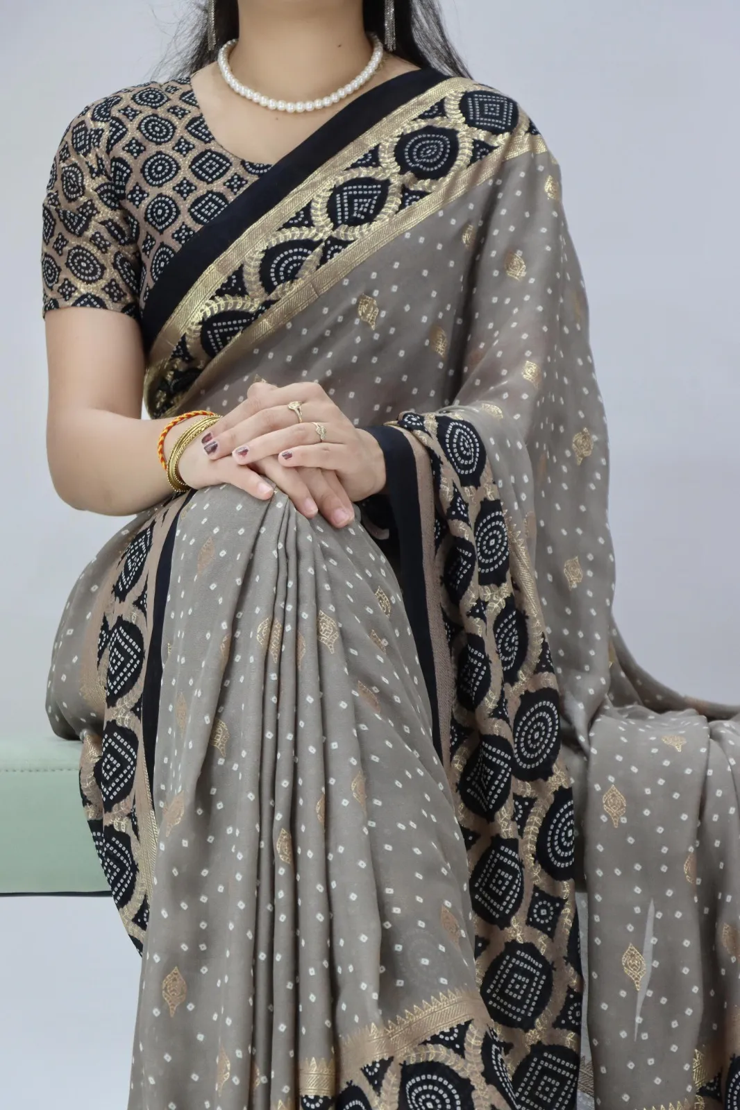 Pastel Color Bandhni Printed Saree Under Budget