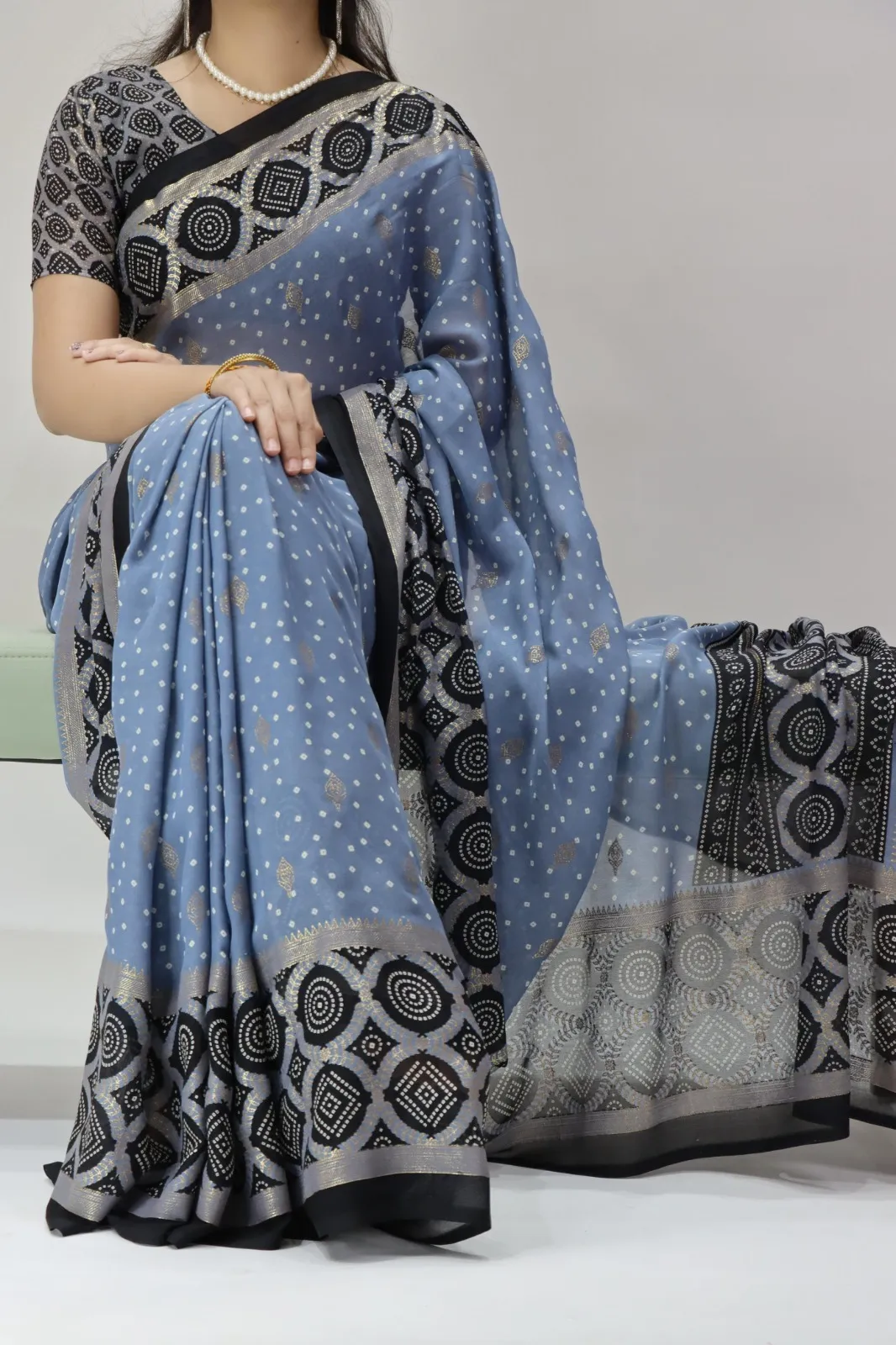 Pastel Color Bandhni Printed Saree Under Budget