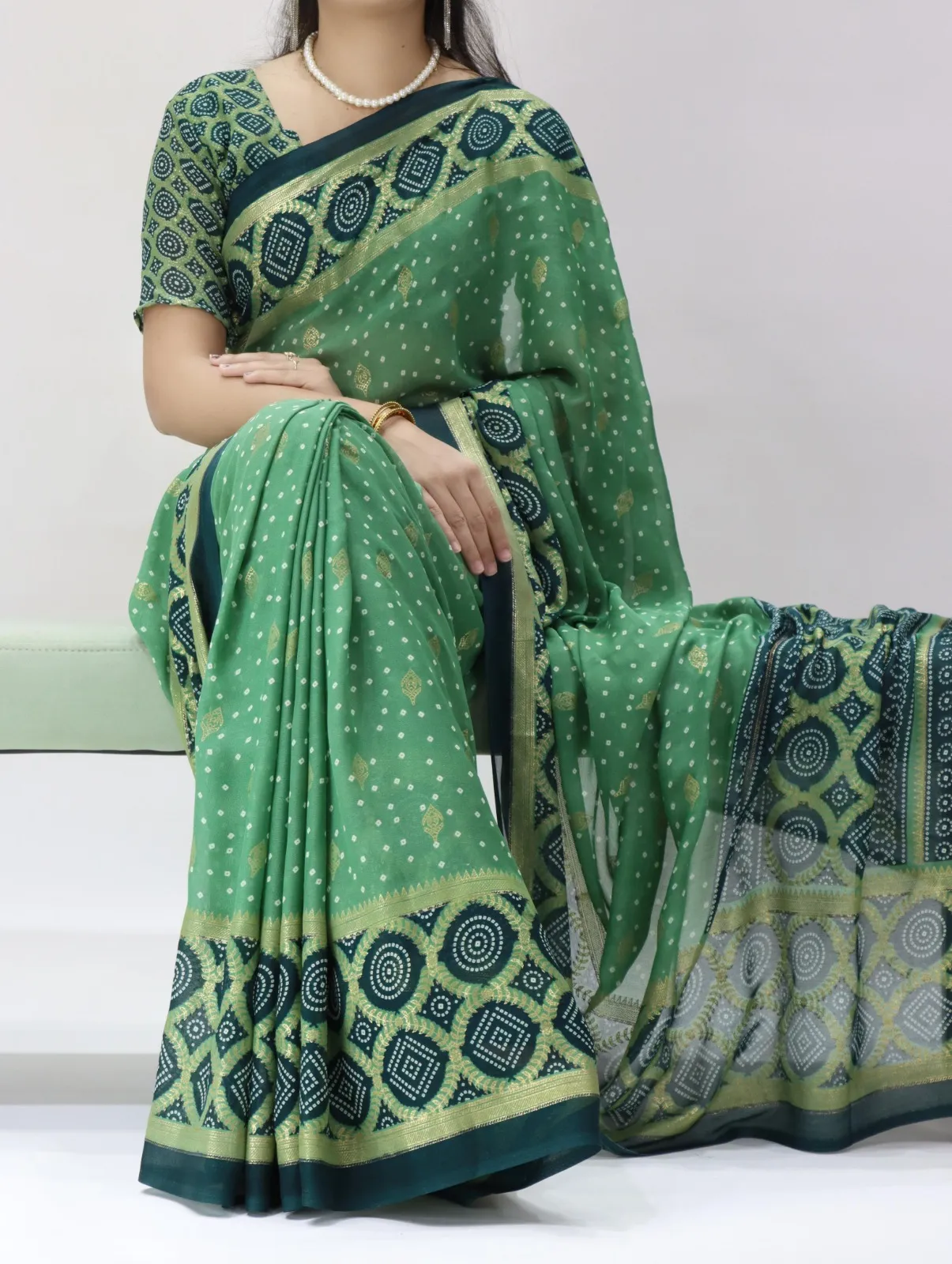 Pastel Color Bandhni Printed Saree Under Budget