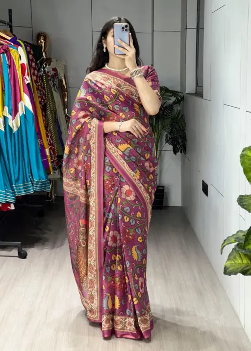 Peacock Printed floral Saree 1000 Rs