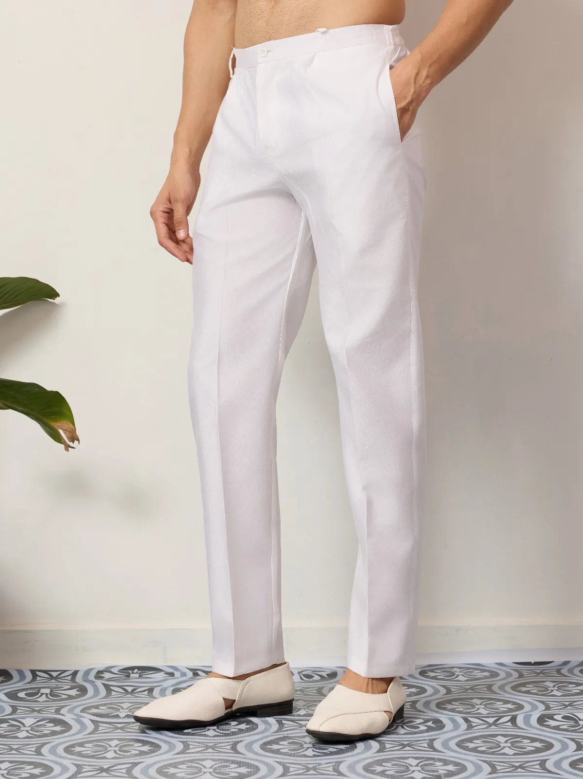 Premium Mens Short Kurta with Modi Koti in White